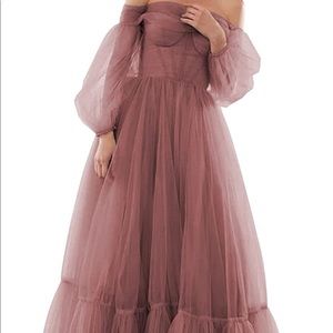 Ball Gown,Tulle Puffy Sleeve Prom Dress Evening Gowns for Women